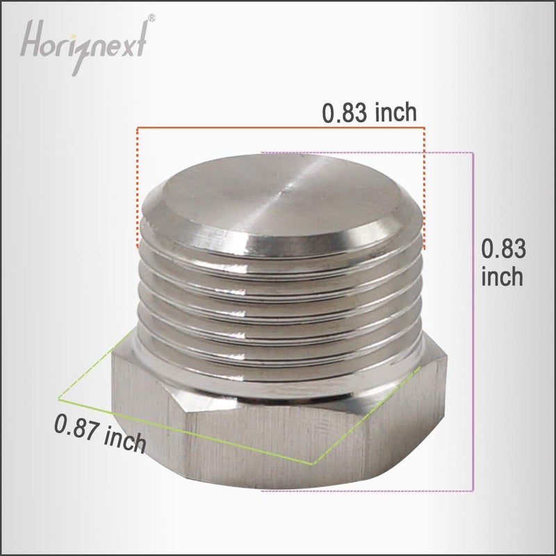 Horiznext npt 1/2 stainless steel Male Thread hex Head water Pipe Plug, adapt to cap brass socket fitting manifold nut (Pack of 4) - Image 2